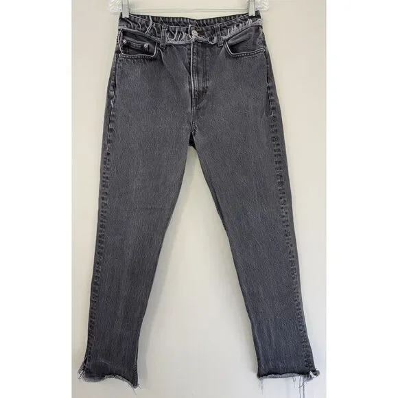 Reformation Crop Cigarette Euphrates Raw Hem Frayed Charcoal‎ Black - Picture 3 of 16